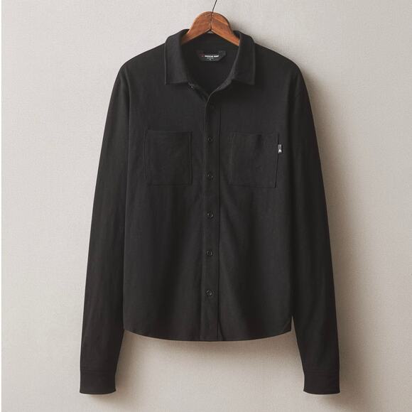 NWOT American Giant Men's Premium Slub Button Up Long Sleeve Black Size Medium